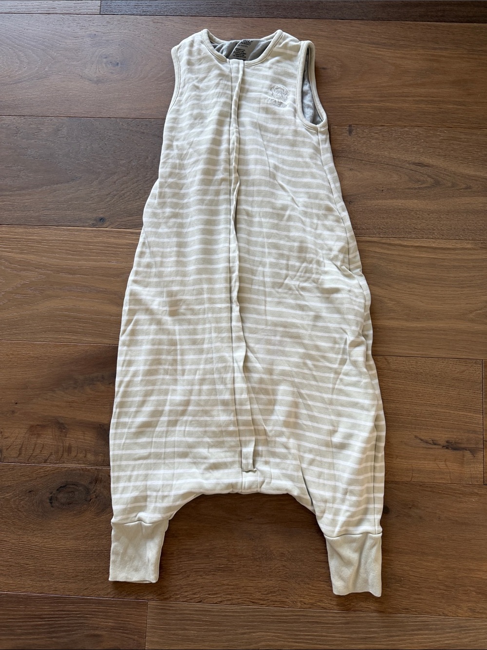 Sleeveless Beige & White Striped Woolino Sleep Sack